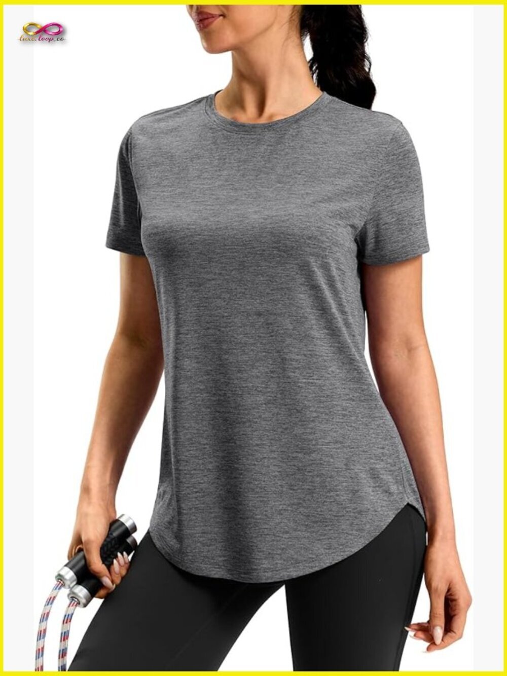 Performance Crew Neck T-Shirt Long Length Athletic Workout Top Moisture Wicking